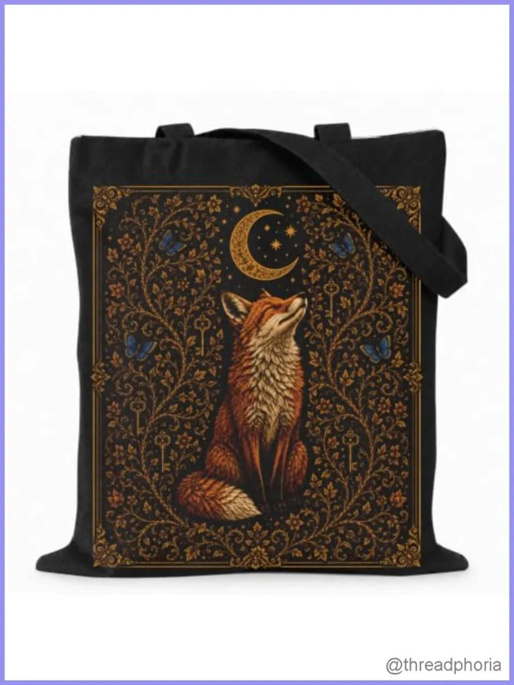 Celestial Moon Canvas Tote Bag Reusable Grocery Bag